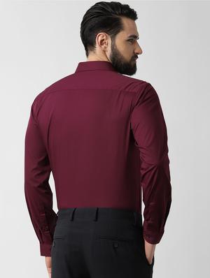 maroon solid formal shirt - 16649276 - Standard Image - 3