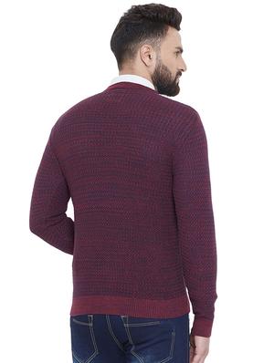 maroon self design pullover - 16649586 - Standard Image - 3