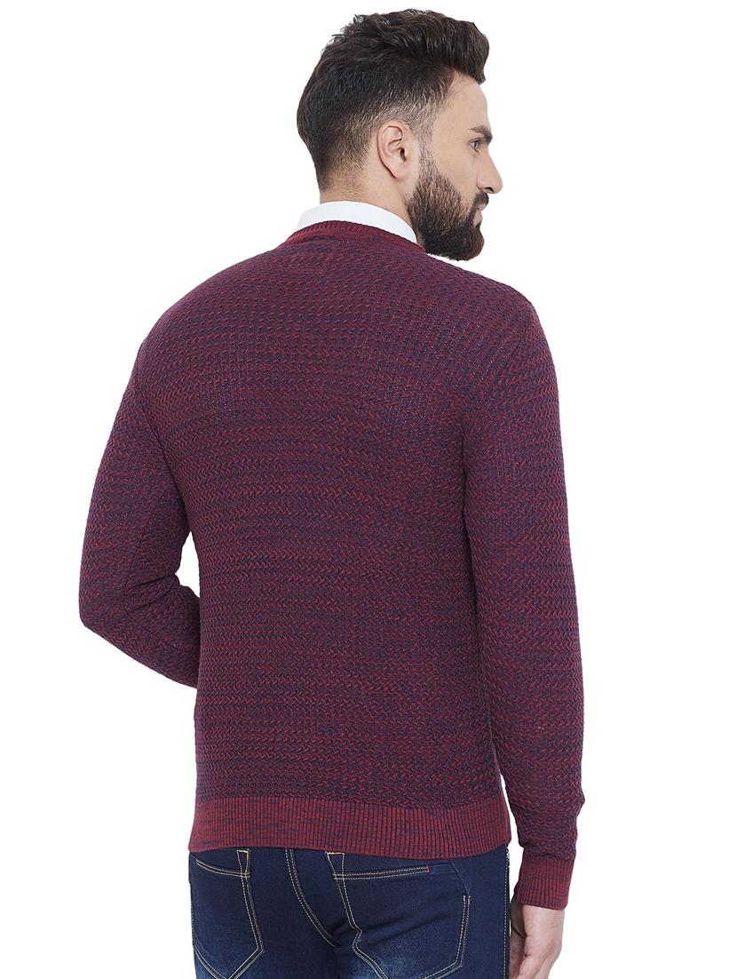 maroon self design pullover - 16649586 - Zoom Image - 3