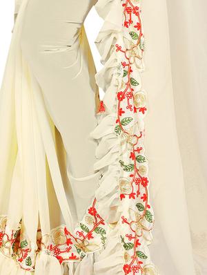 embroidered ruffle saree with blouse - 16649822 - Standard Image - 3