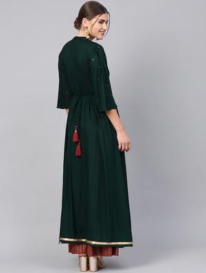 yoke embroidered high slit kurta - 16649940 - Standard Image - 3