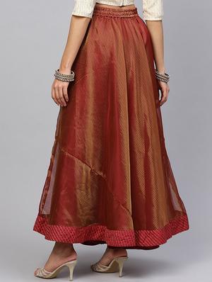 zari self-design flared skirt - 16649942 - Standard Image - 3