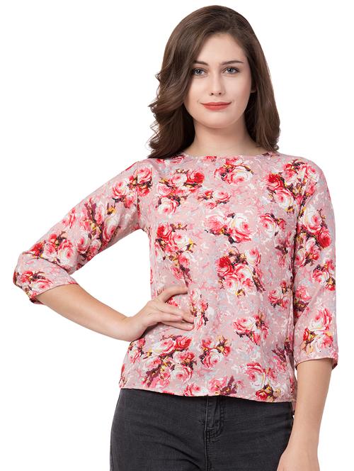 round neck floral top - 16650937 - Standard Image - 1