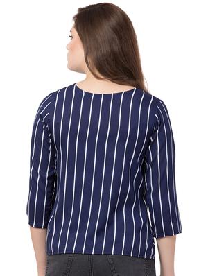 round neck striped top - 16650945 - Standard Image - 3