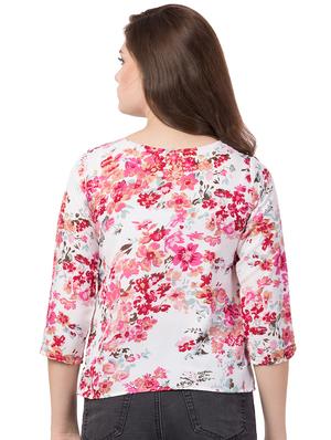 round neck floral top - 16650946 - Standard Image - 3