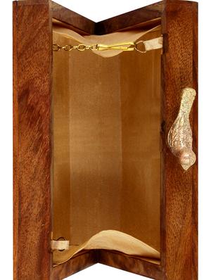 brown wood box clutch - 16651073 - Standard Image - 3