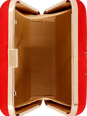 red faux silk box clutch - 16651075 - Standard Image - 3