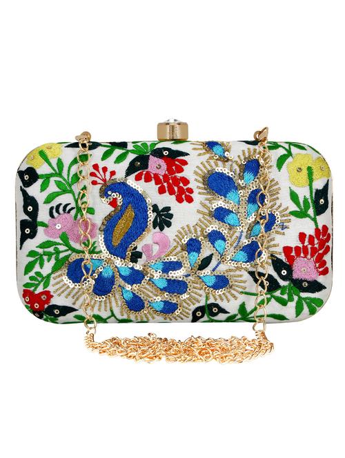 white faux silk box clutch - 16651080 - Standard Image - 1