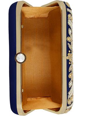 blue faux silk box clutch - 16651089 - Standard Image - 3