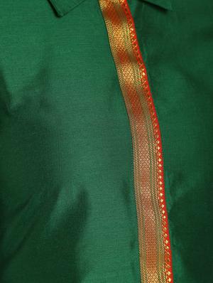 bottle green silk asymmetric kurta - 16651270 - Standard Image - 6