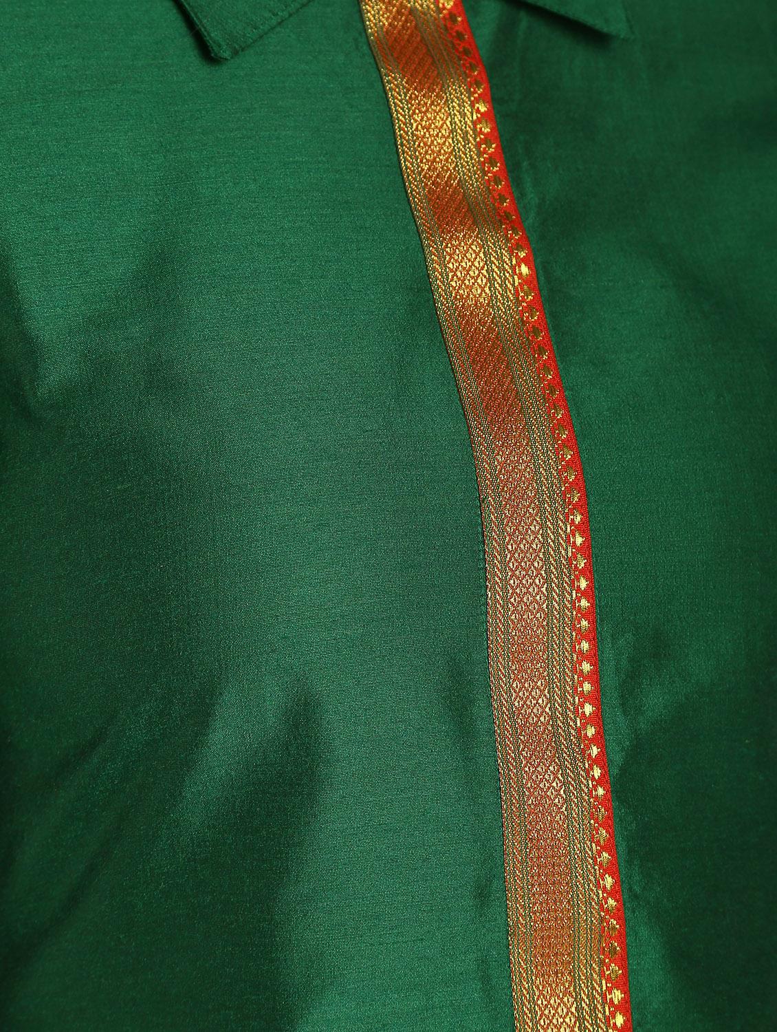 bottle green silk asymmetric kurta - 16651270 - Zoom Image - 6