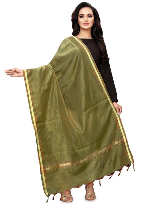 zari bordered plain dupatta - 16652300 - Standard Image - 1