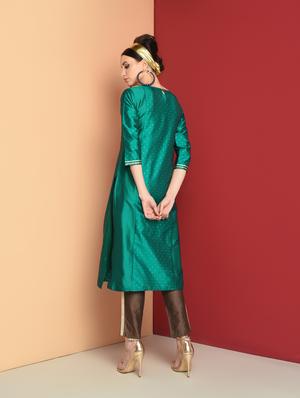 solid silk straight kurta - 16654273 - Standard Image - 3