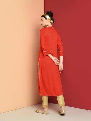 embroidered straight kurta - 16654276 - Standard Image - 3