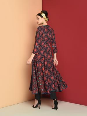 printed flared kurta - 16654279 - Standard Image - 3