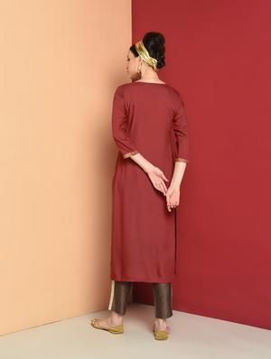 solid embroidered straight kurta - 16654280 - Standard Image - 3