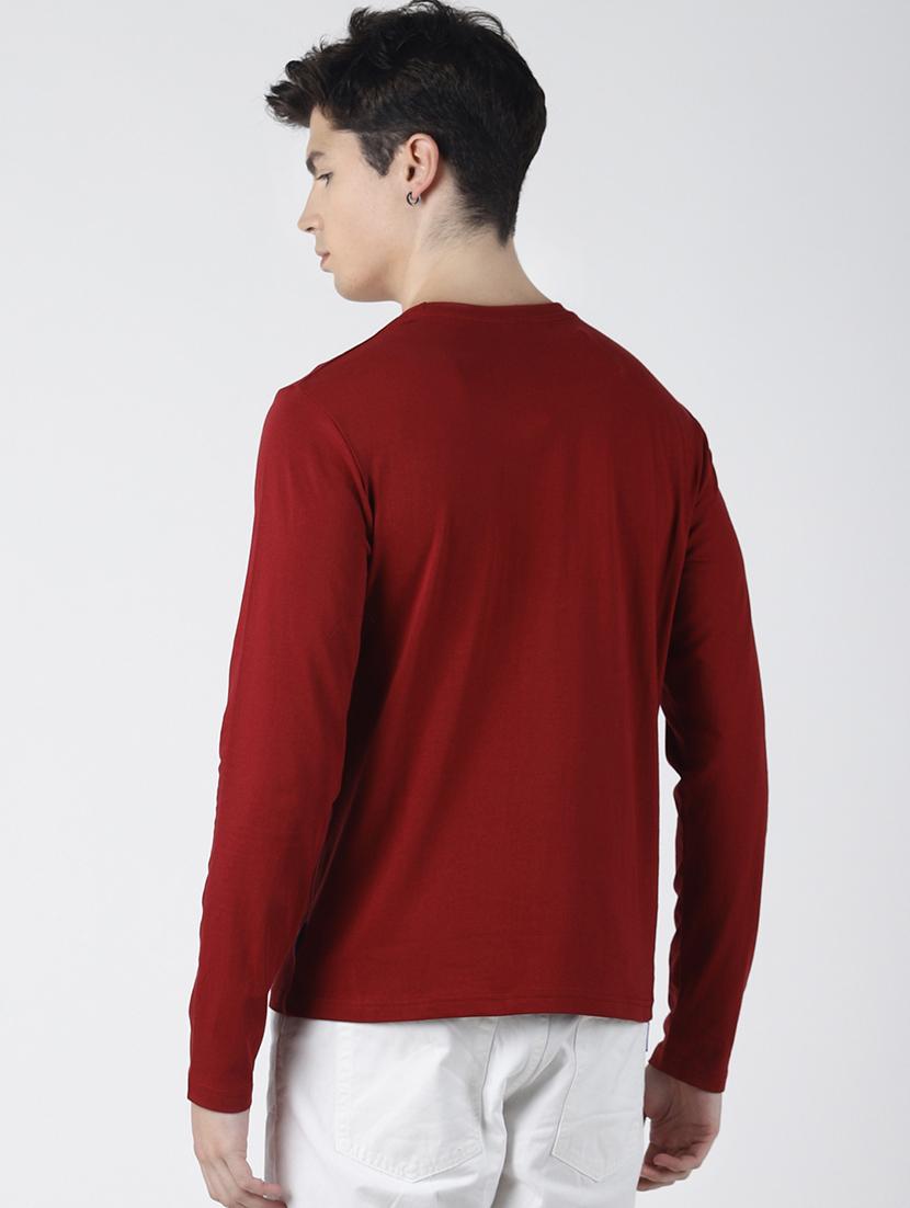 maroon solid t-shirt - 16654606 - Zoom Image - 3
