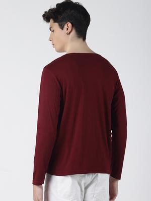 maroon solid t-shirt - 16654608 - Standard Image - 3