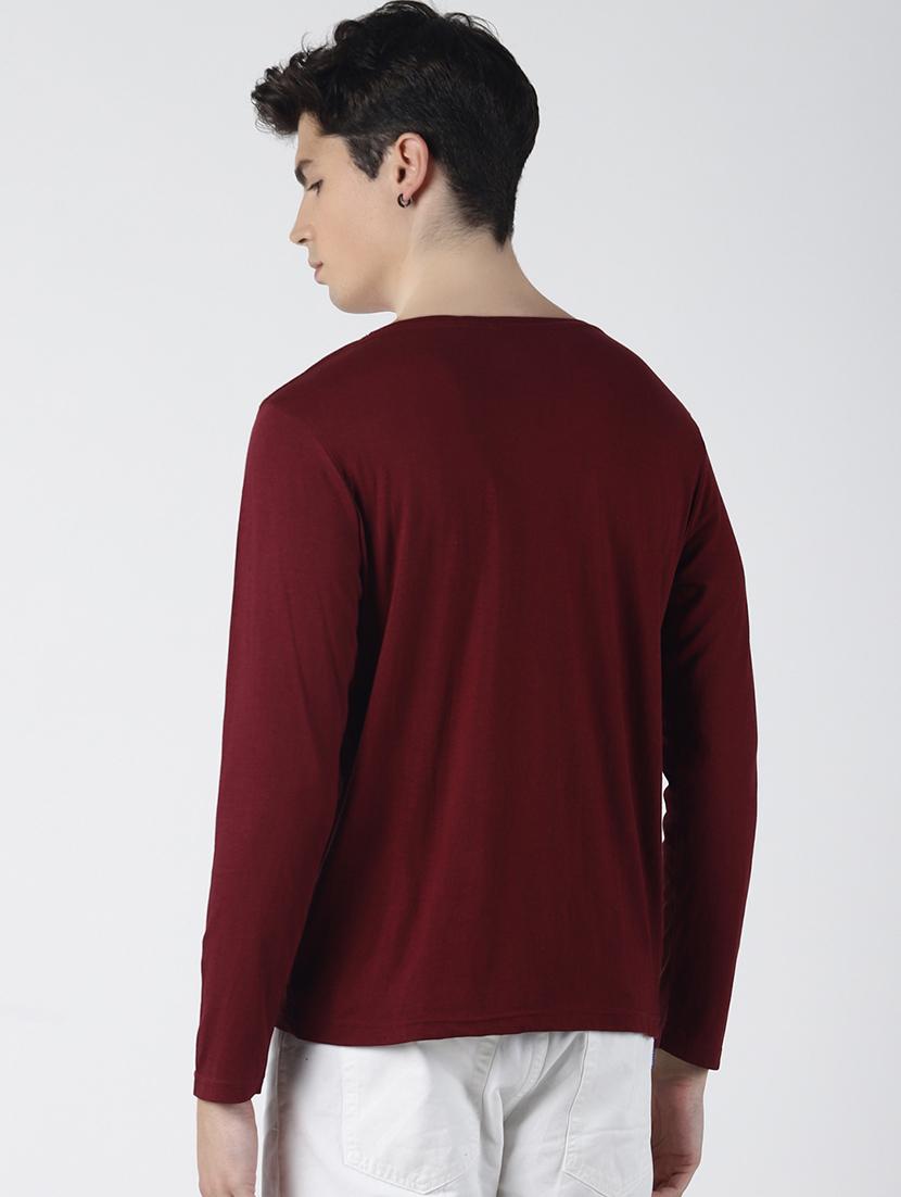 maroon solid t-shirt - 16654608 - Zoom Image - 3
