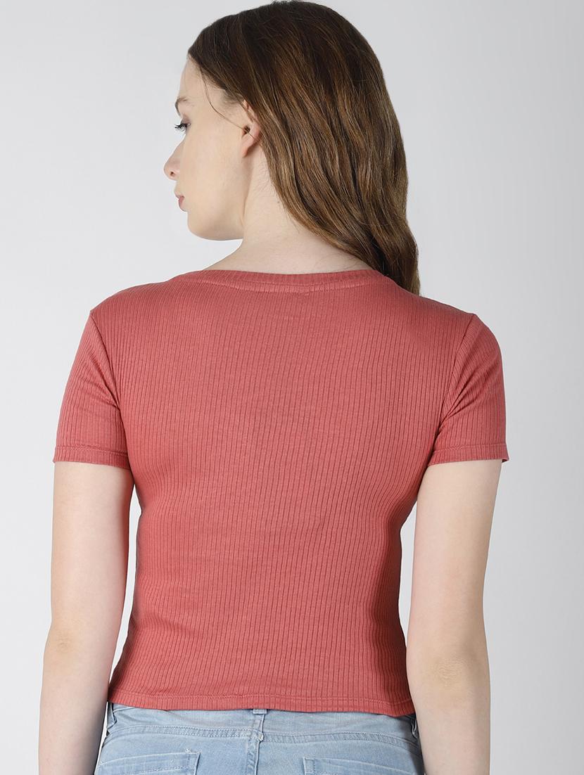 round neck solid crop tee - 16654614 - Zoom Image - 3