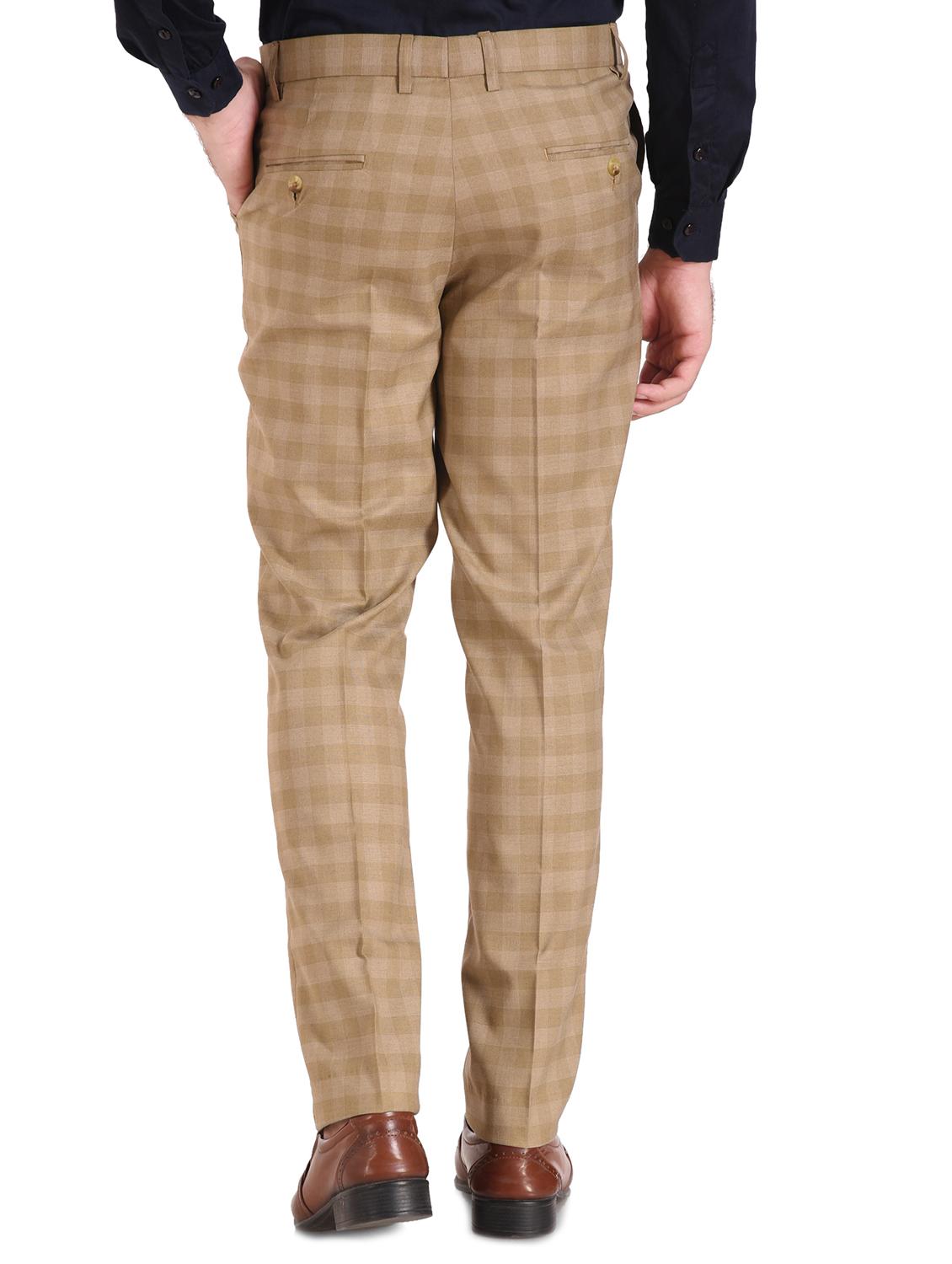 beige checkered flat front formal trouser - 16654687 - Zoom Image - 3