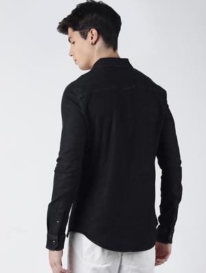 black solid casual shirt - 16655745 - Standard Image - 3