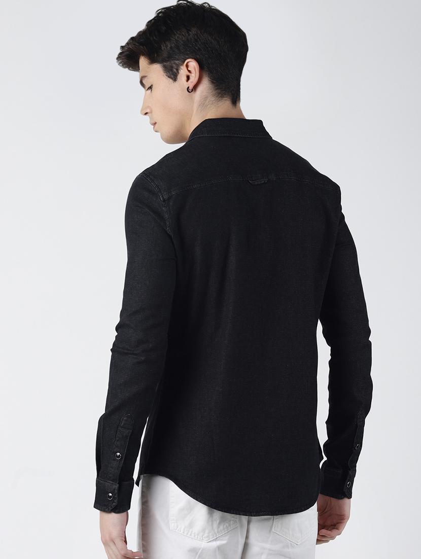 black solid casual shirt - 16655745 - Zoom Image - 3