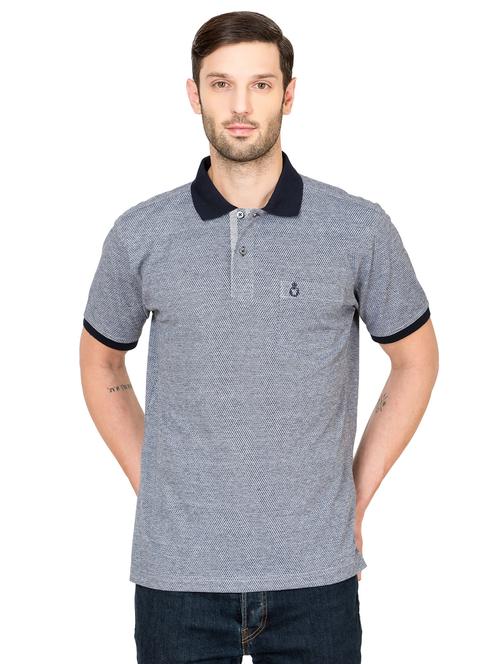 blue self design t-shirt - 16655933 - Standard Image - 1