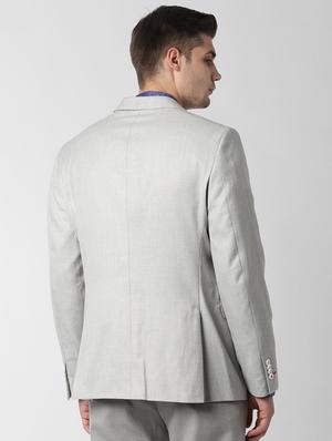 grey solid single breasted casual blazer - 16656448 - Standard Image - 3