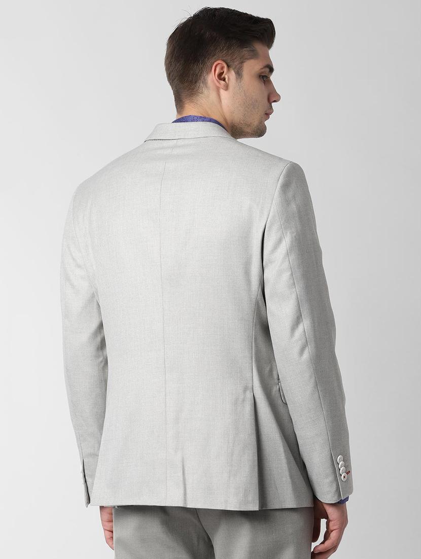 grey solid single breasted casual blazer - 16656448 - Zoom Image - 3