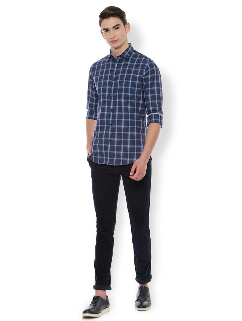 navy blue checkered casual shirt - 16656465 - Zoom Image - 3