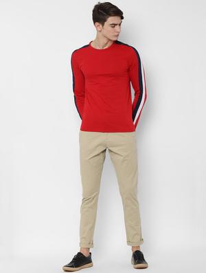 beige textured flat front casual trouser - 16656494 - Standard Image - 3