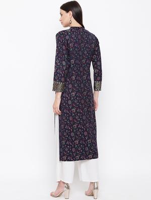floral woolen kurta - 16656724 - Standard Image - 3
