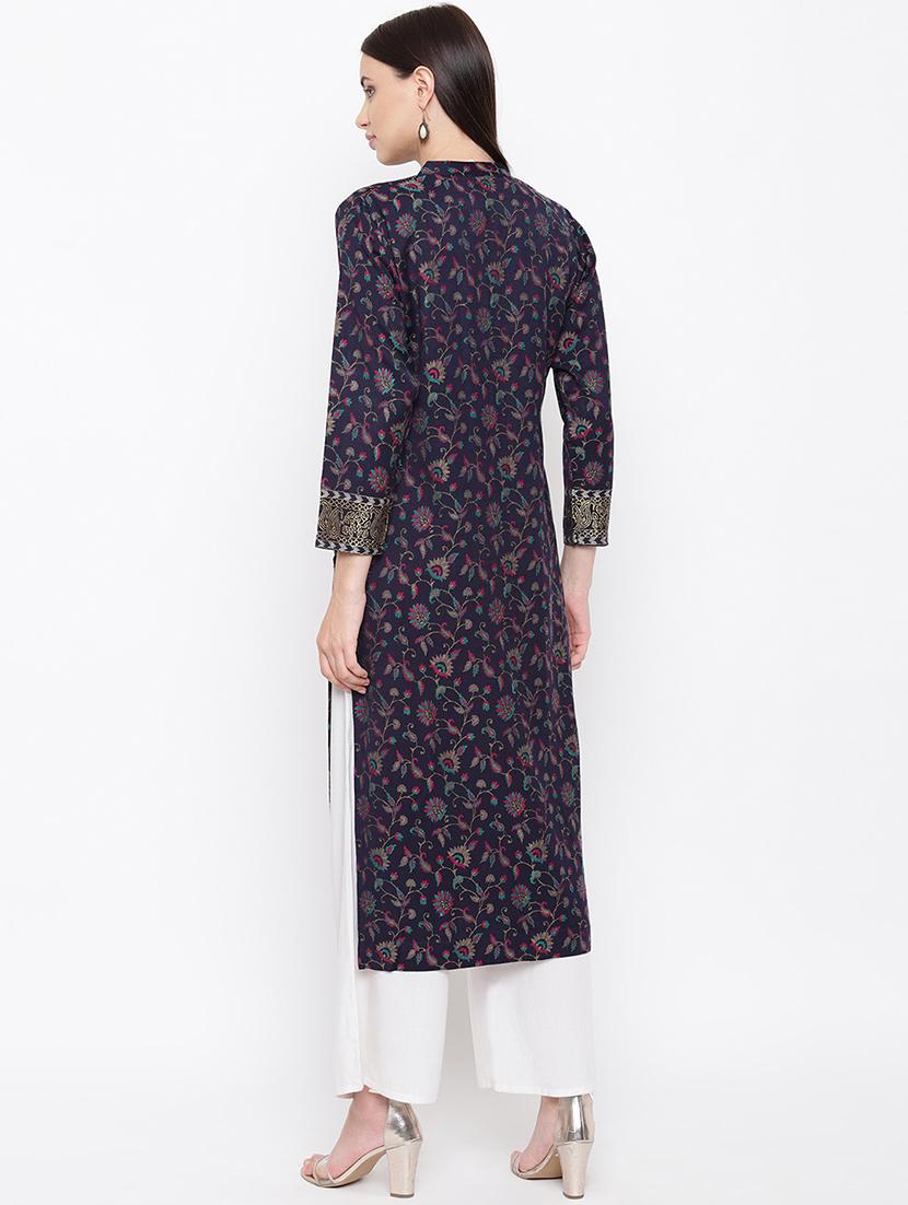 floral woolen kurta - 16656724 - Zoom Image - 3