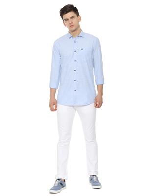 blue solid casual shirt - 16656930 - Standard Image - 3