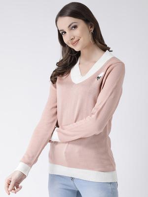 contrast detail v-neck pullover - 16657506 - Standard Image - 3