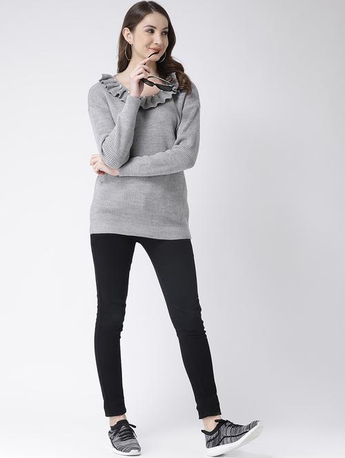 frill detail neck pullover - 16657523 - Standard Image - 1