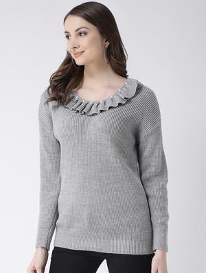 frill detail neck pullover - 16657523 - Standard Image - 3
