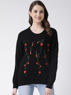 round neck embroidered pullover - 16657528 - Standard Image - 3