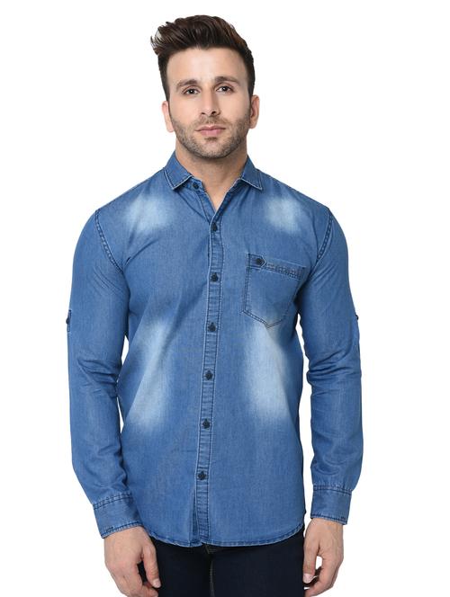 blue faded casual shirt - 16657564 - Standard Image - 1
