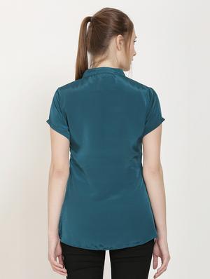 mandarin neck solid top - 16657578 - Standard Image - 3