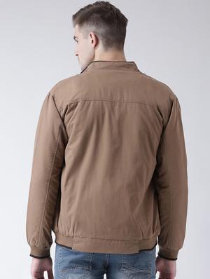 beige solid casual jacket - 16657675 - Standard Image - 3