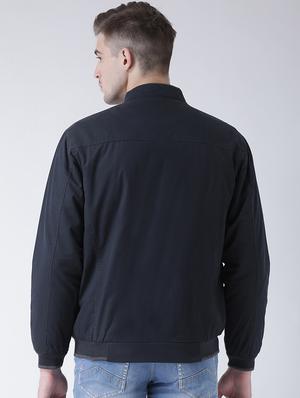 navy blue solid casual jacket - 16657676 - Standard Image - 3