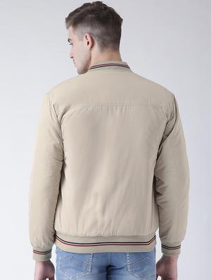 beige solid casual jacket - 16657679 - Standard Image - 3