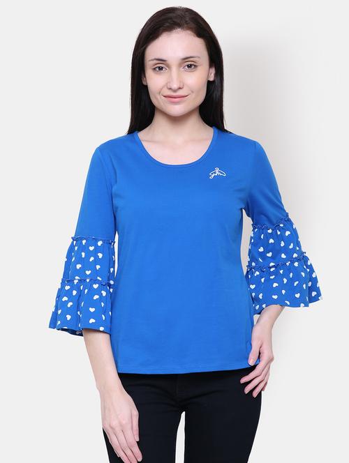 round neck bell sleeved top - 16658148 - Standard Image - 1
