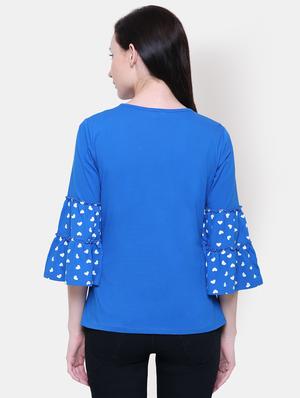 round neck bell sleeved top - 16658148 - Standard Image - 3