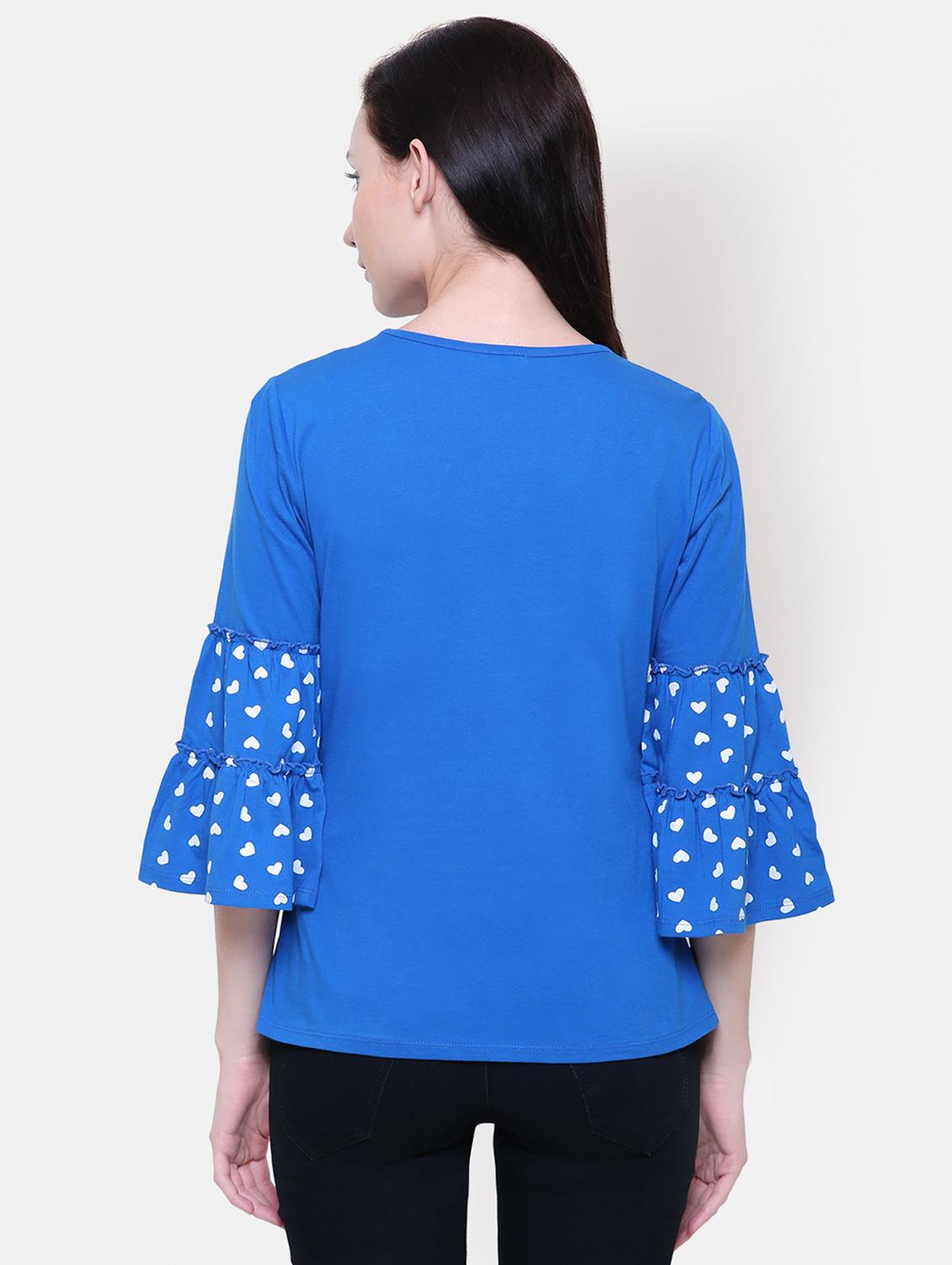 round neck bell sleeved top - 16658148 - Zoom Image - 3