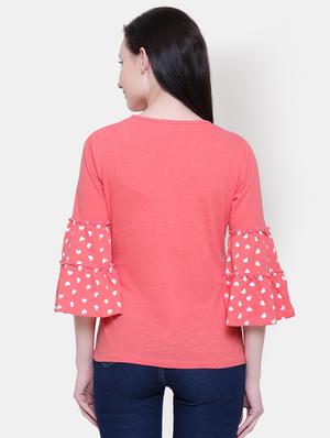 bell sleeved round neck top - 16658149 - Standard Image - 3