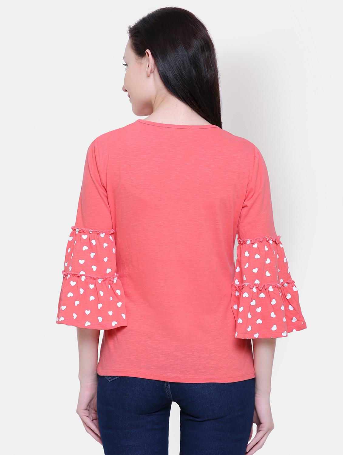 bell sleeved round neck top - 16658149 - Zoom Image - 3