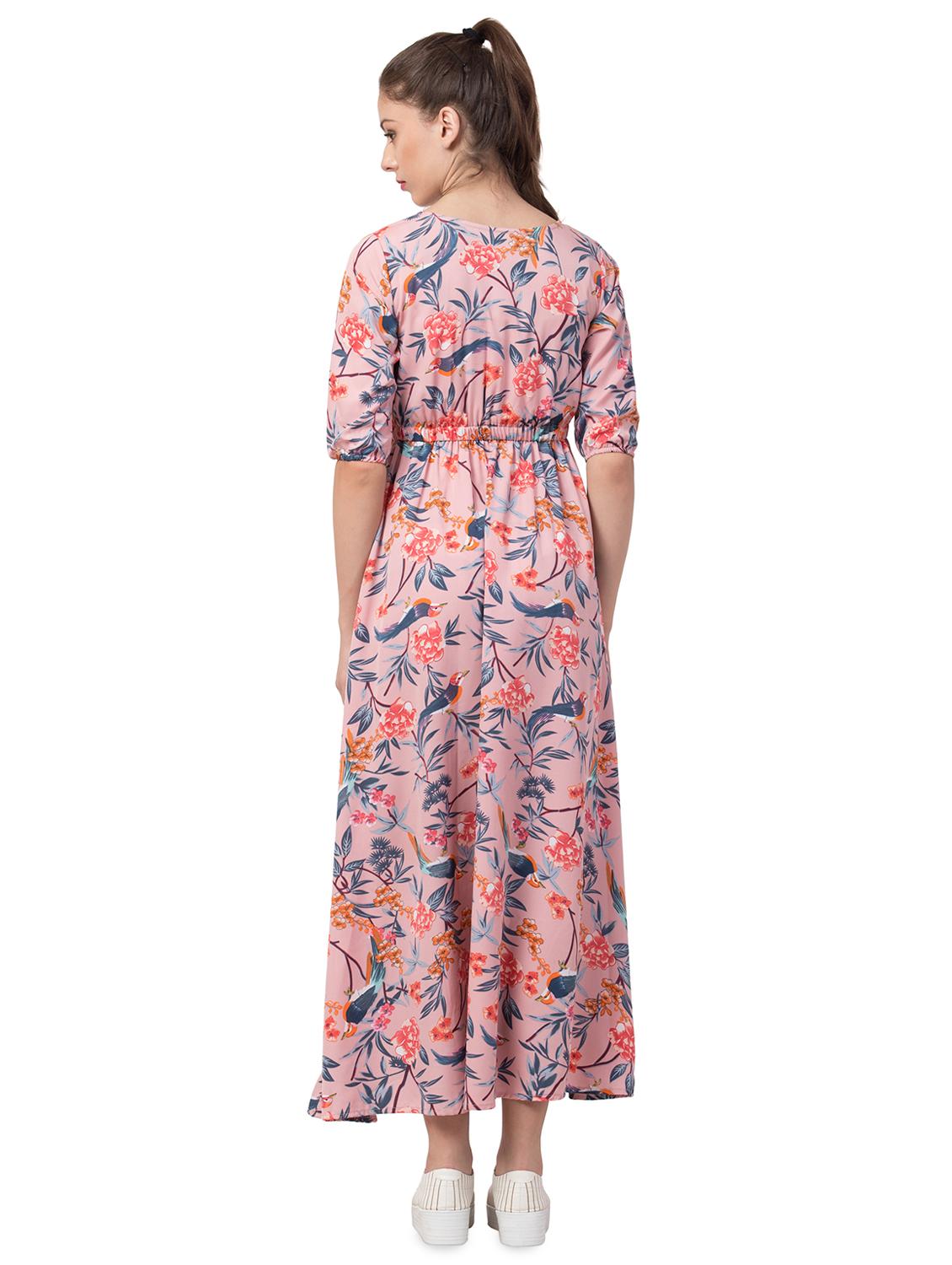 round neck floral maxi dress - 16658247 - Zoom Image - 3
